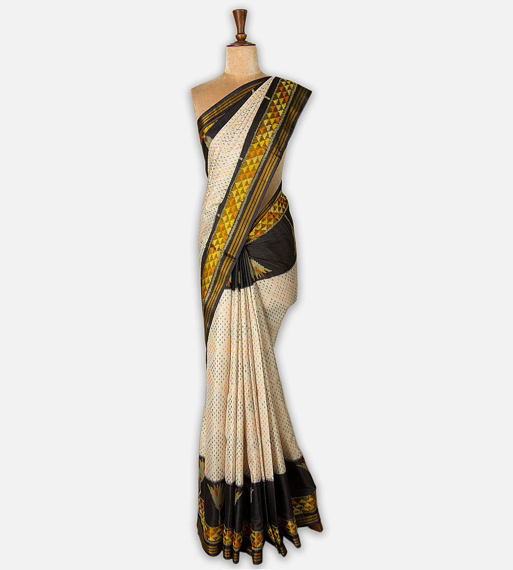 Light Beige Patola Silk Saree