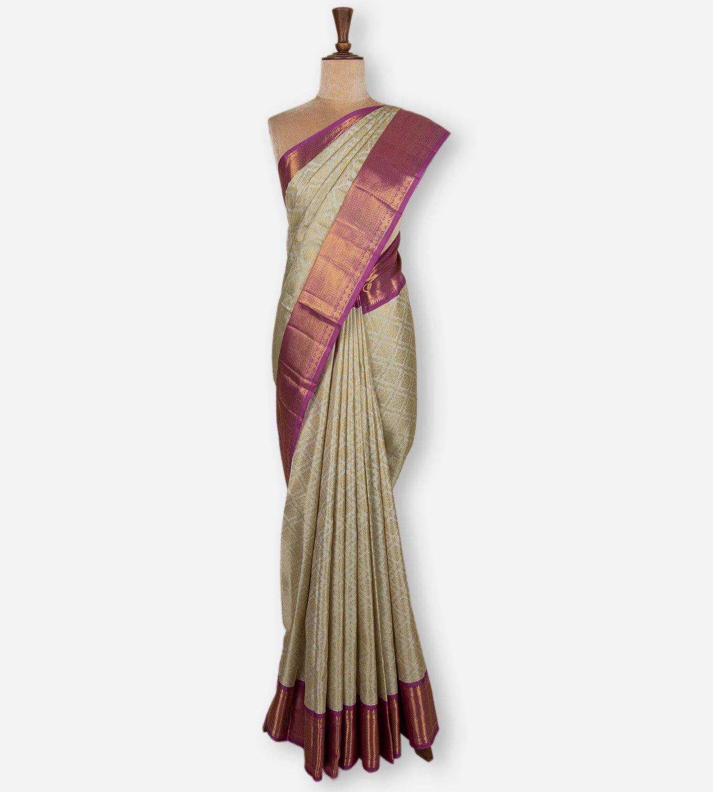 Creme Kanchipuram Silk Saree