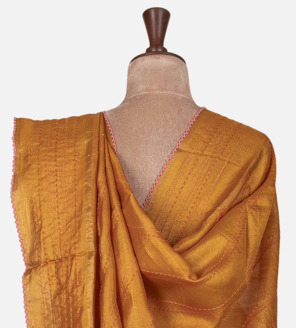 Yellow Tussar Saree
