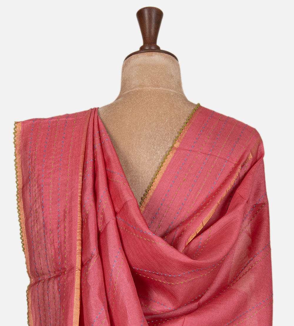 Pink Tussar Saree