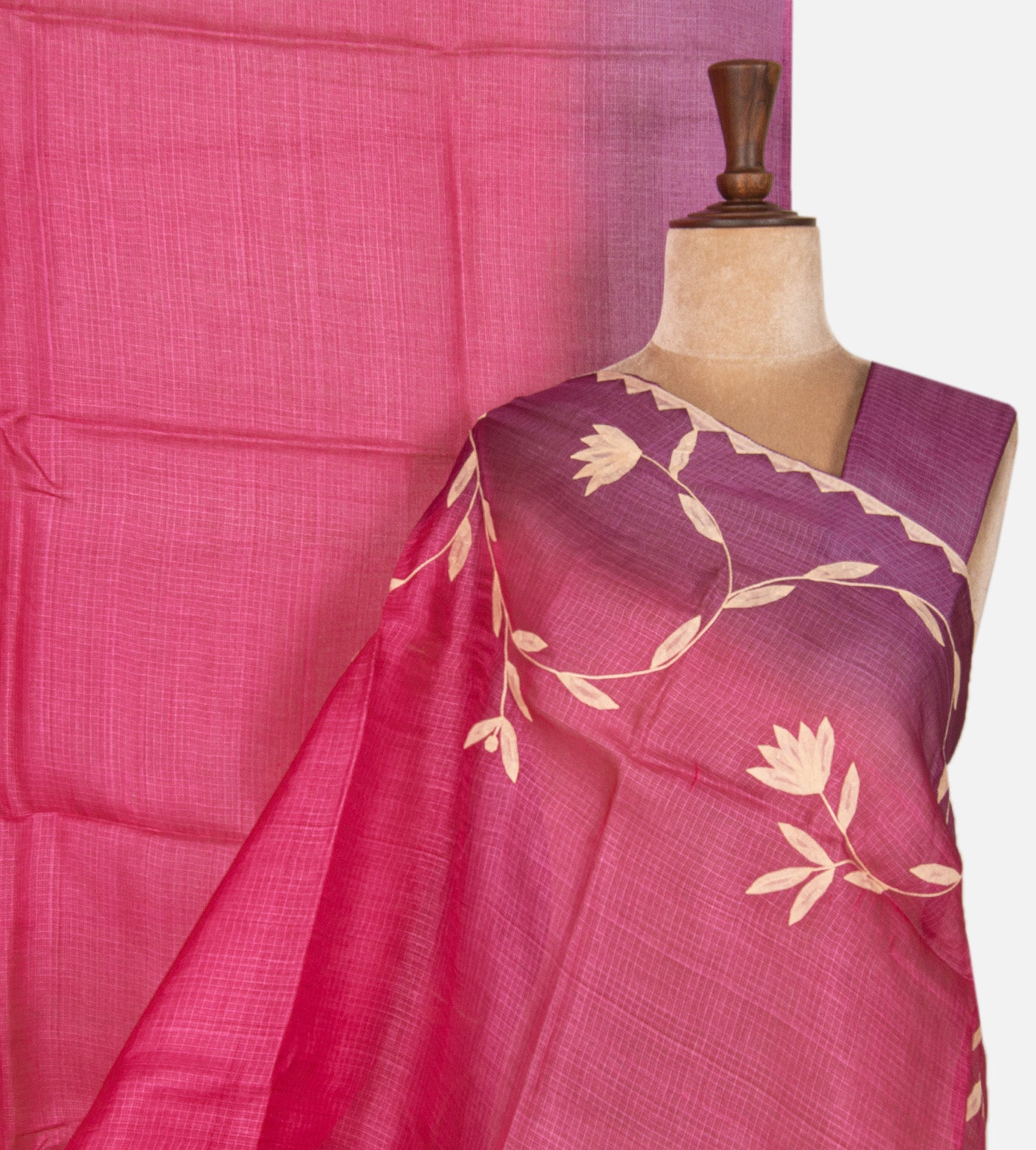 Pink Tussar Kota Saree