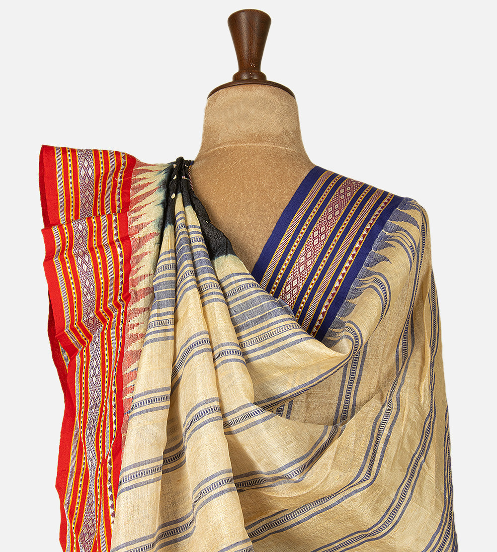 Black Bandhani Tussar Vidharba Saree