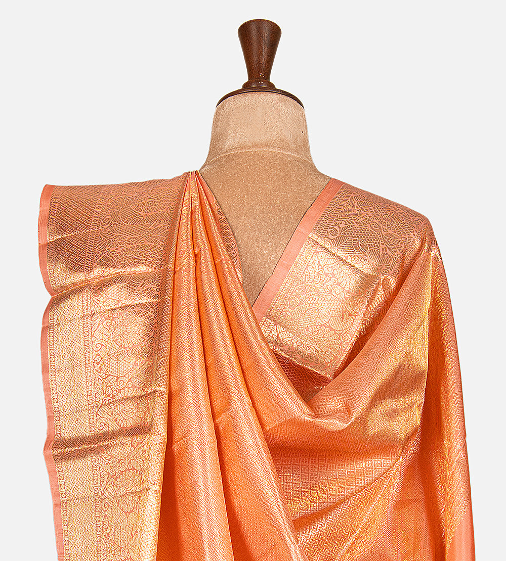 Peach Kanchipuram Silk Saree