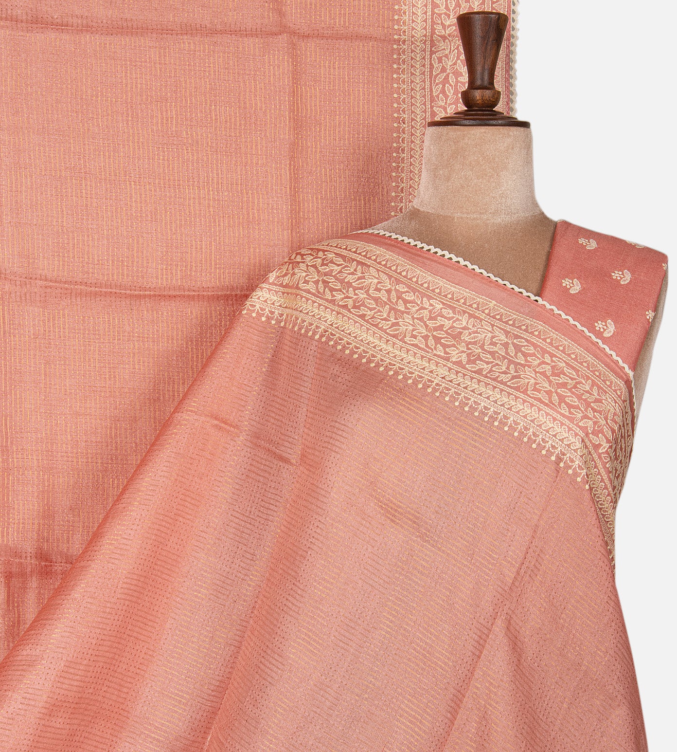 Peach Tussar Saree