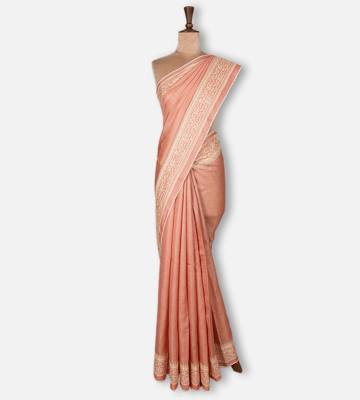 Peach Tussar Saree