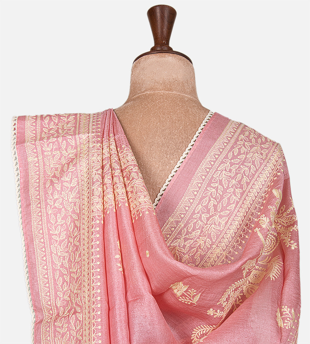 Pastel Pinnk Tussar Saree