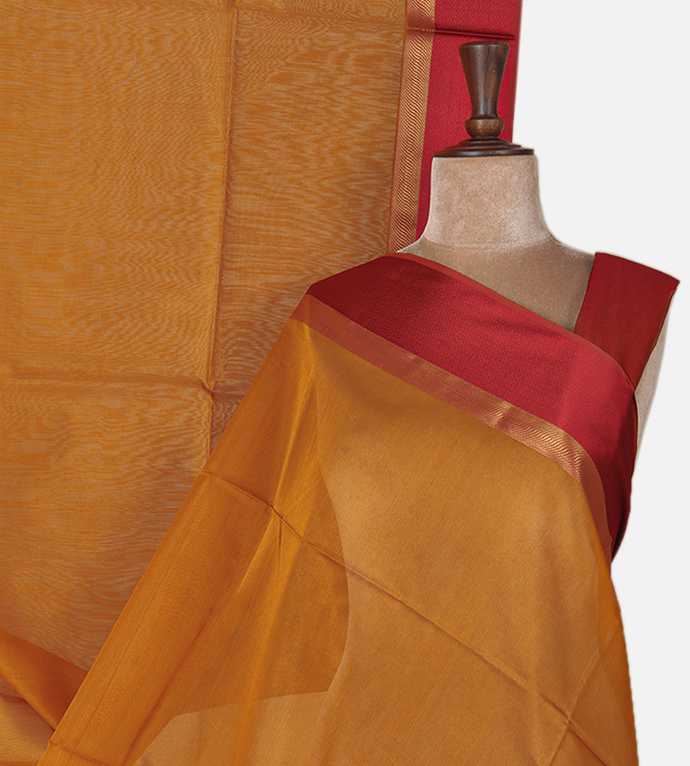 Yellow Maheshwari Cotton Saree