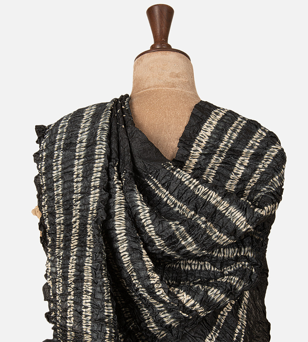 Black Shibori Tussar Bandhani Saree