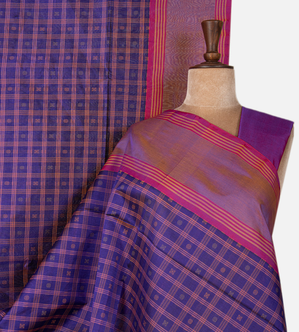 Blue Cotton Silk Saree
