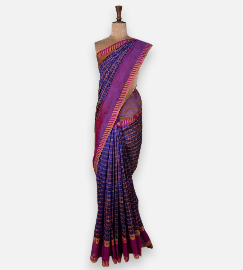 Blue Cotton Silk Saree
