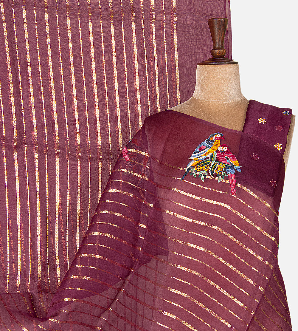 Maroon Organza Saree