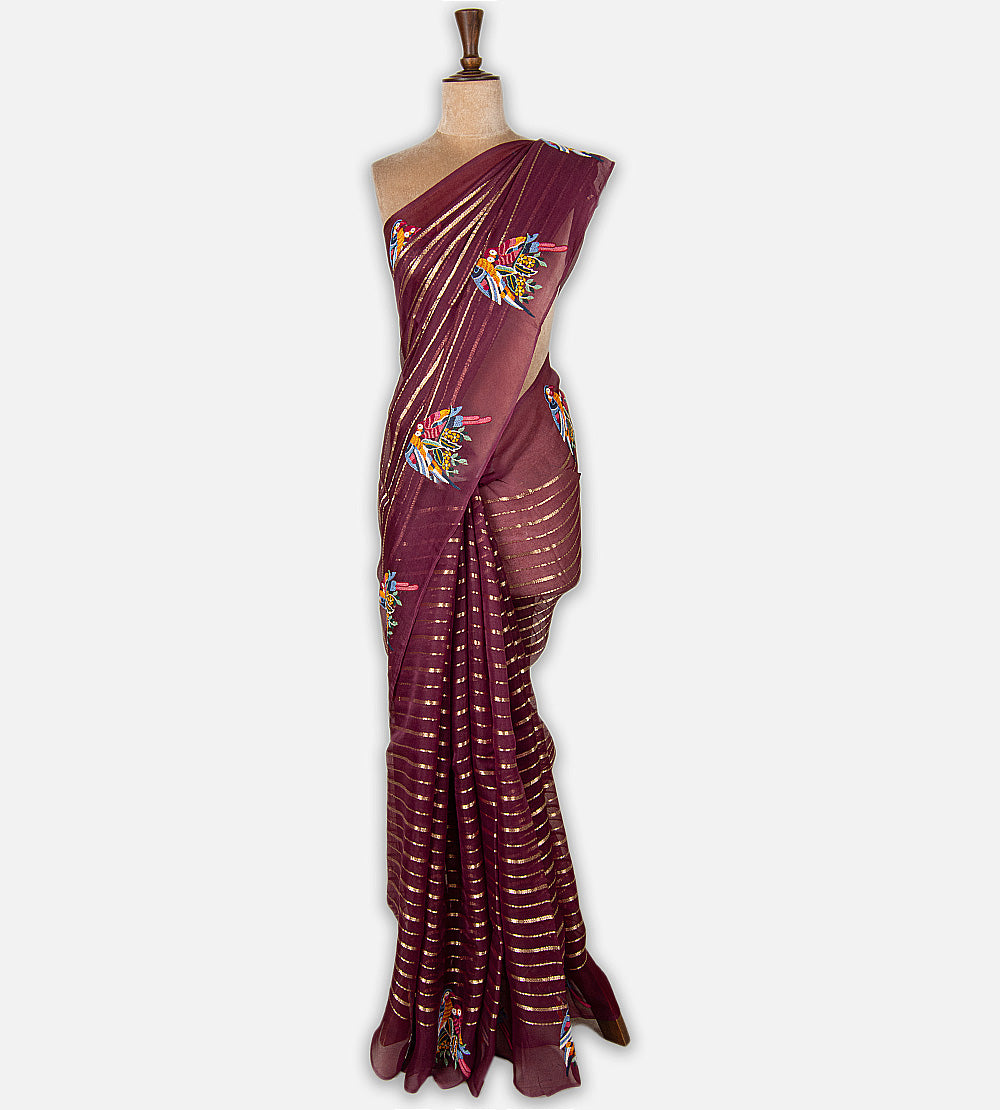 Maroon Organza Saree