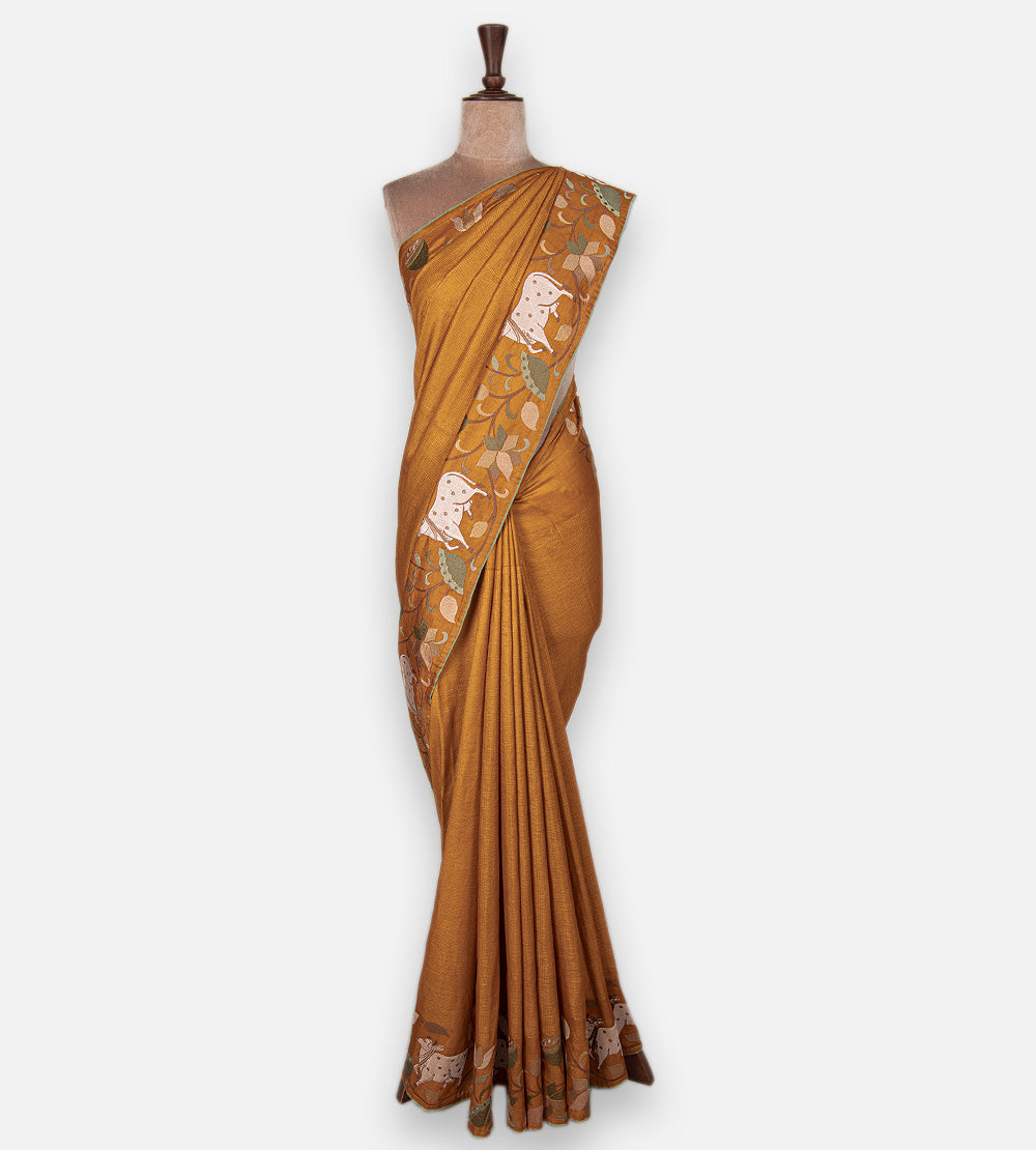 Yellow Tussar Saree