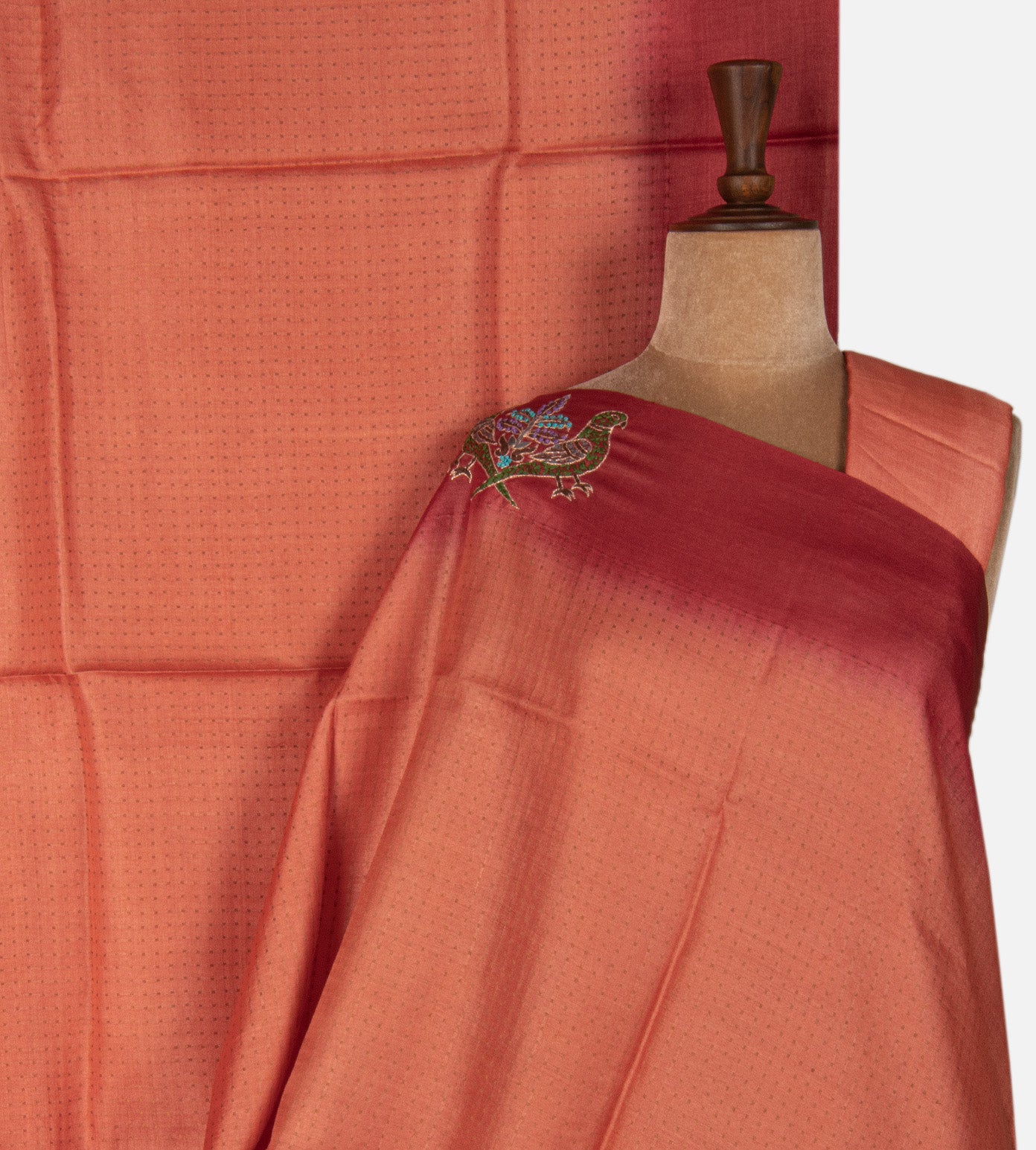 Peach Tussar Saree