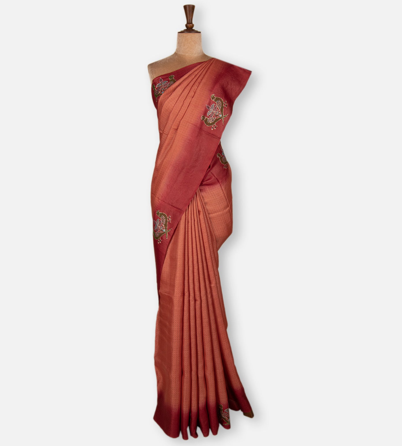 Peach Tussar Saree