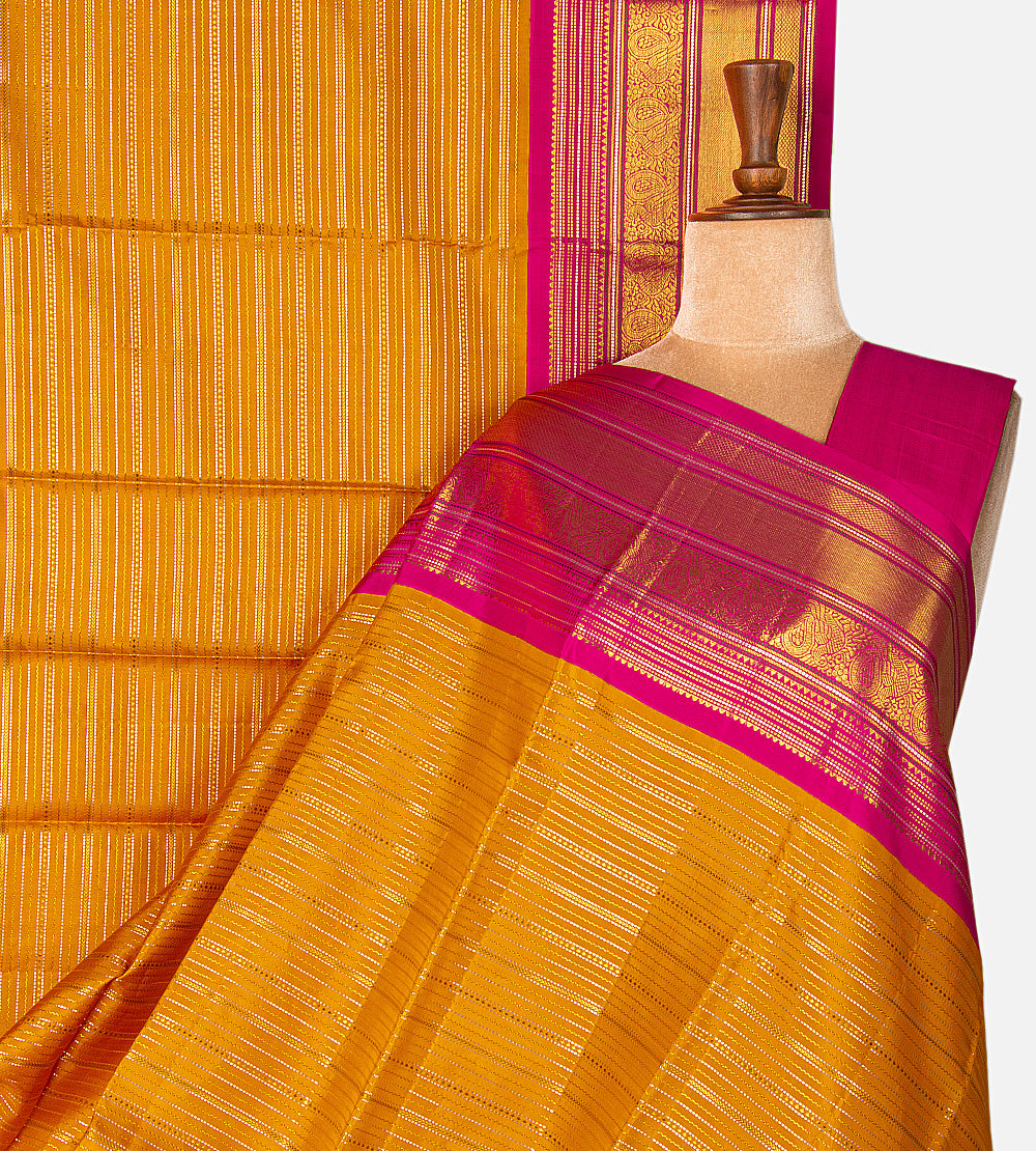 Yellow Kanchipuram Silk Saree