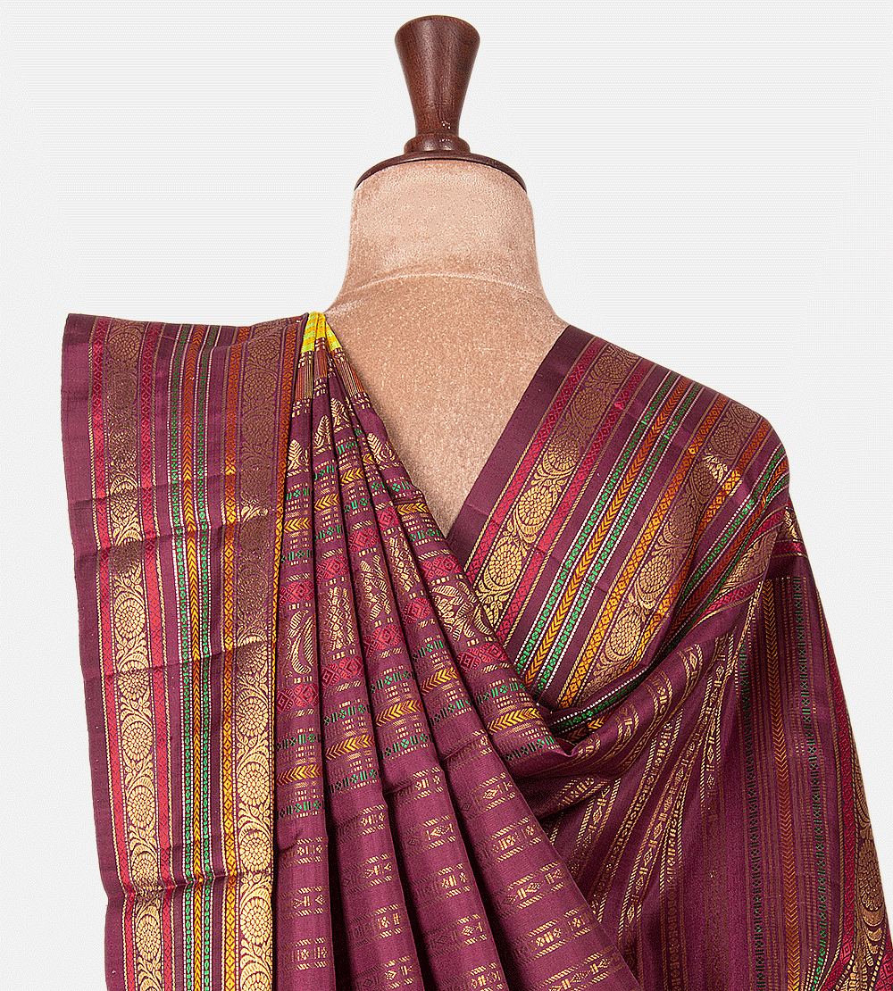 Yellow And Light Green Kanchipuram Silk Saree