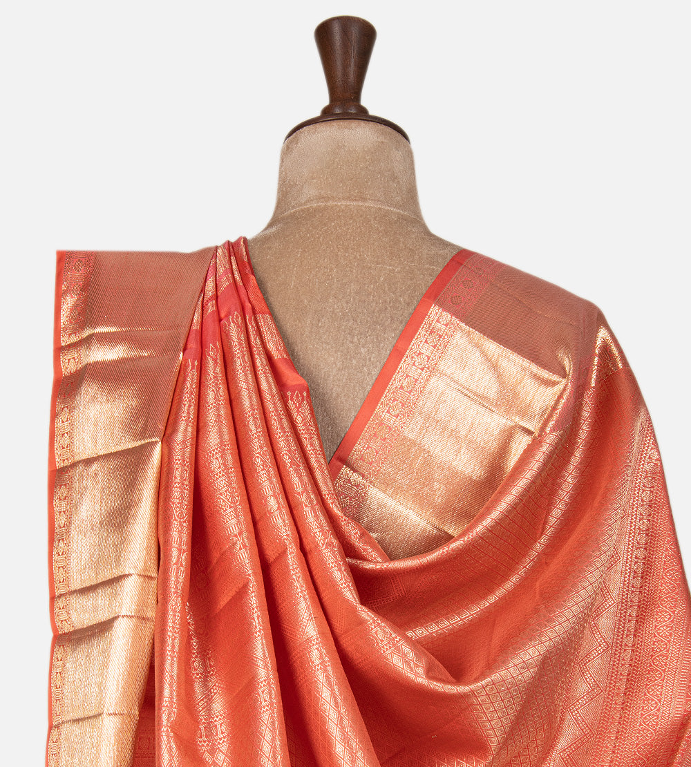Coral and Pink Kanchipuram Silk Saree