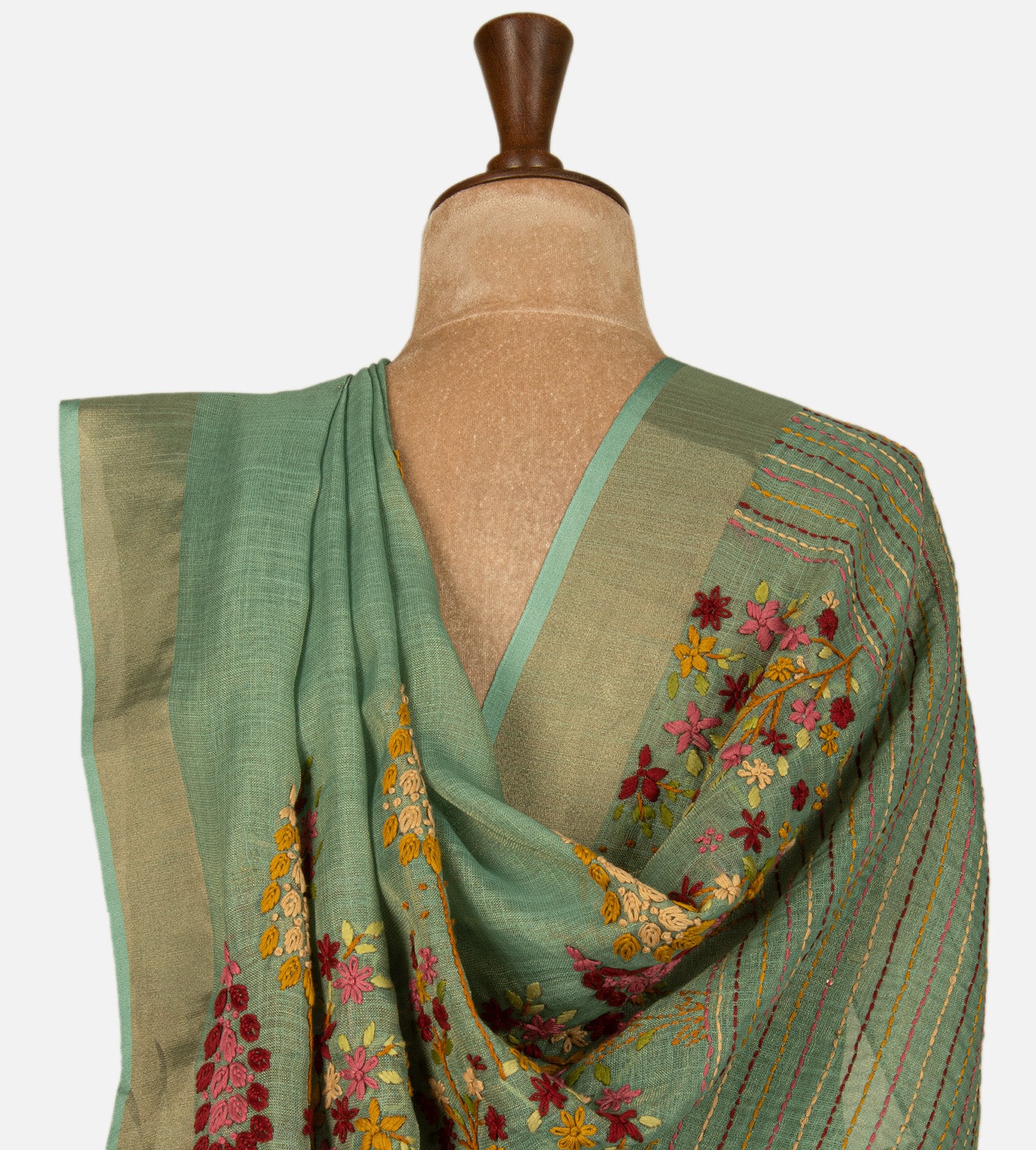 Blue Linen Cotton Saree