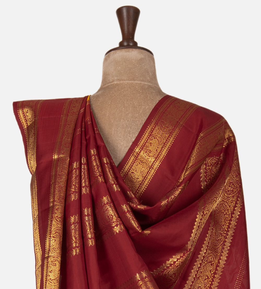 Yellow Muppagam Kanchipuram Silk Saree