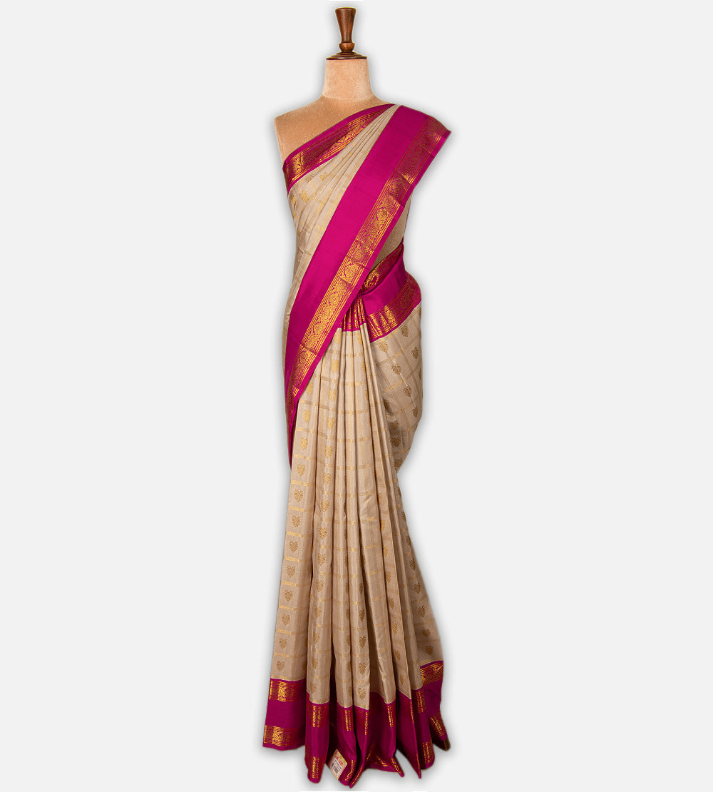 Beige Kanchipuram Silk Saree