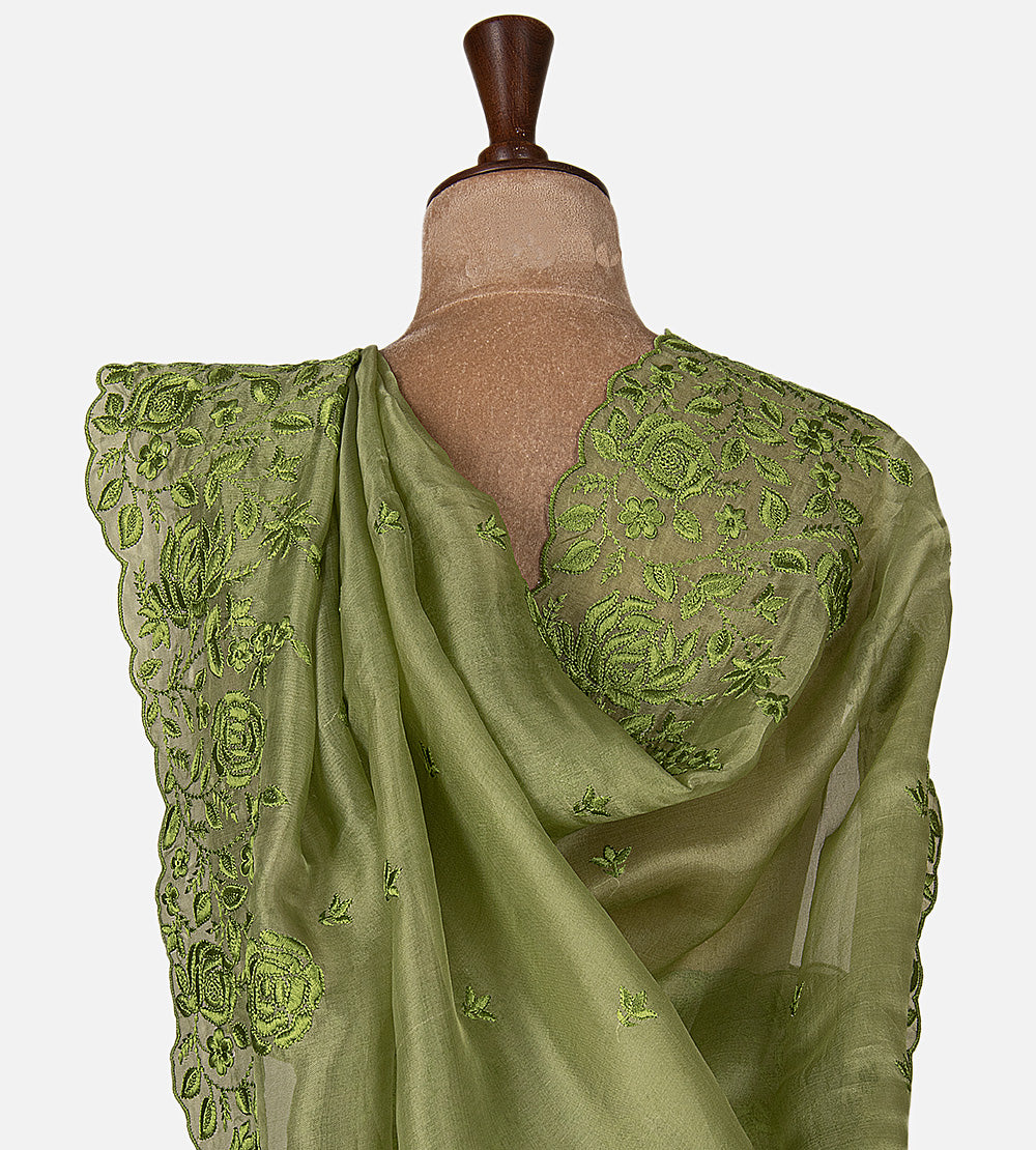 Green Organza Saree