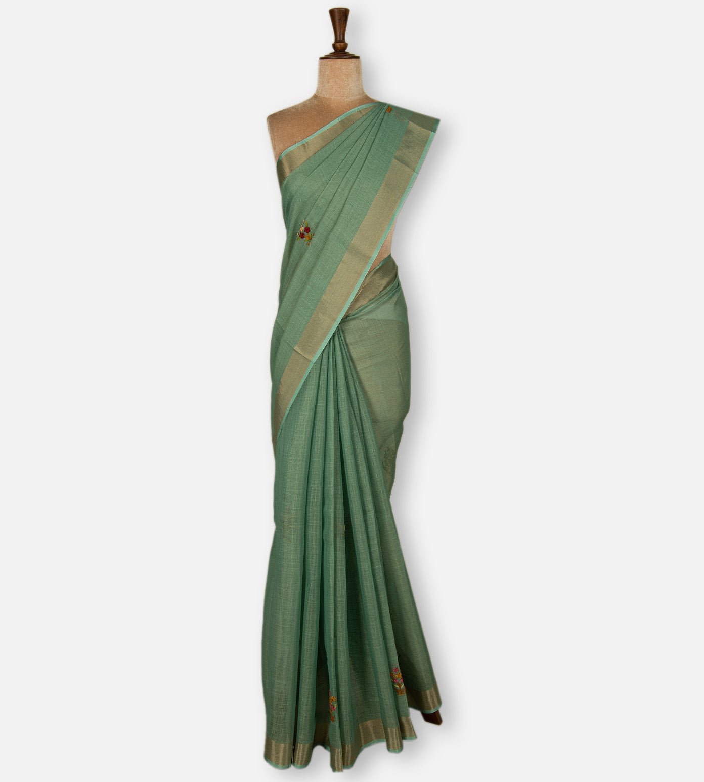 Blue Linen Cotton Saree