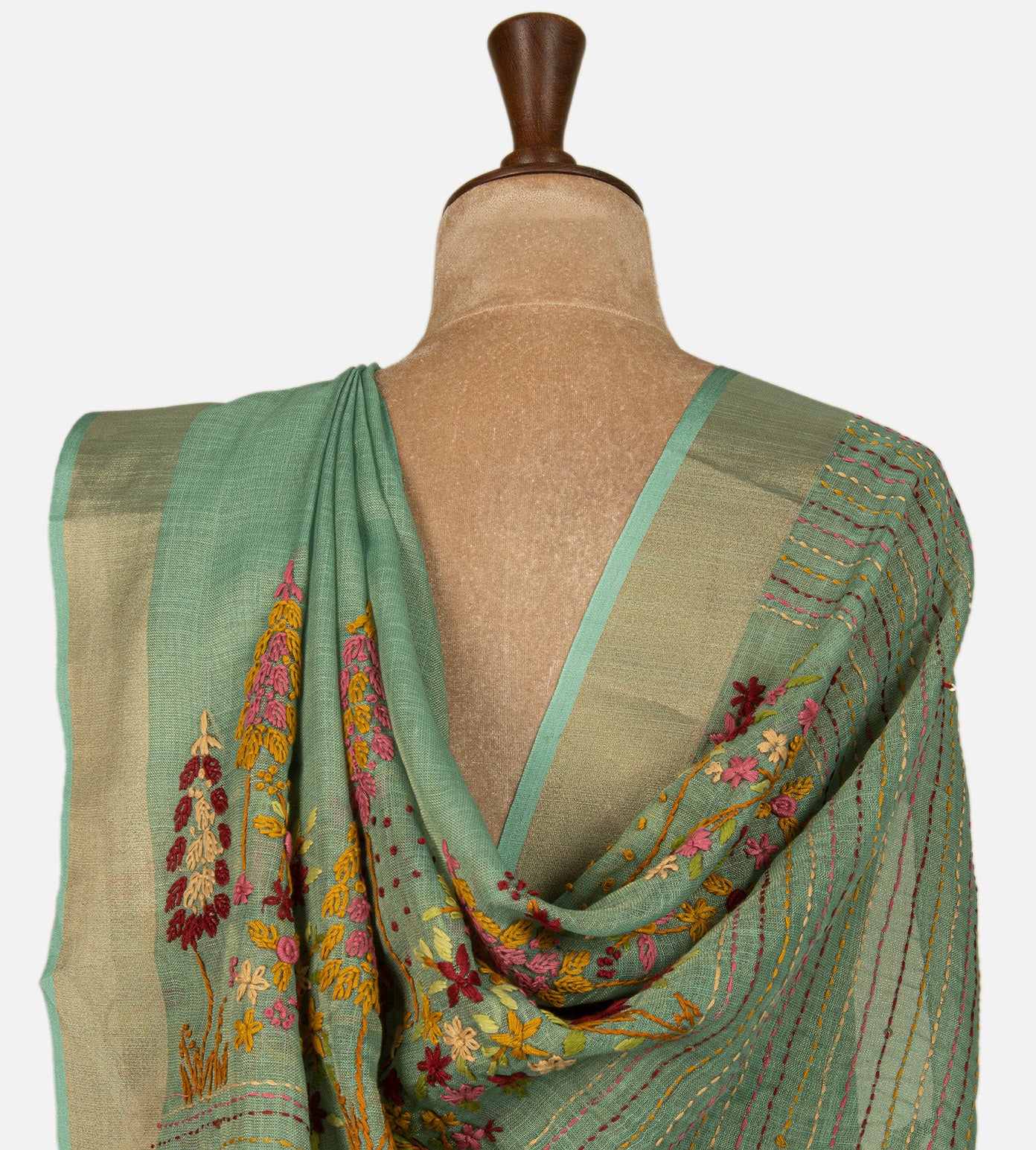 Blue Linen Cotton Saree