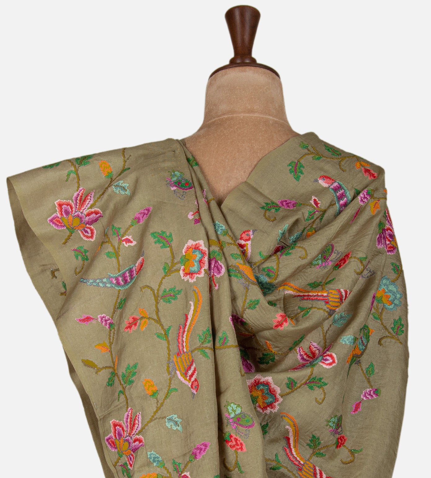 Olive Green Tussar Saree