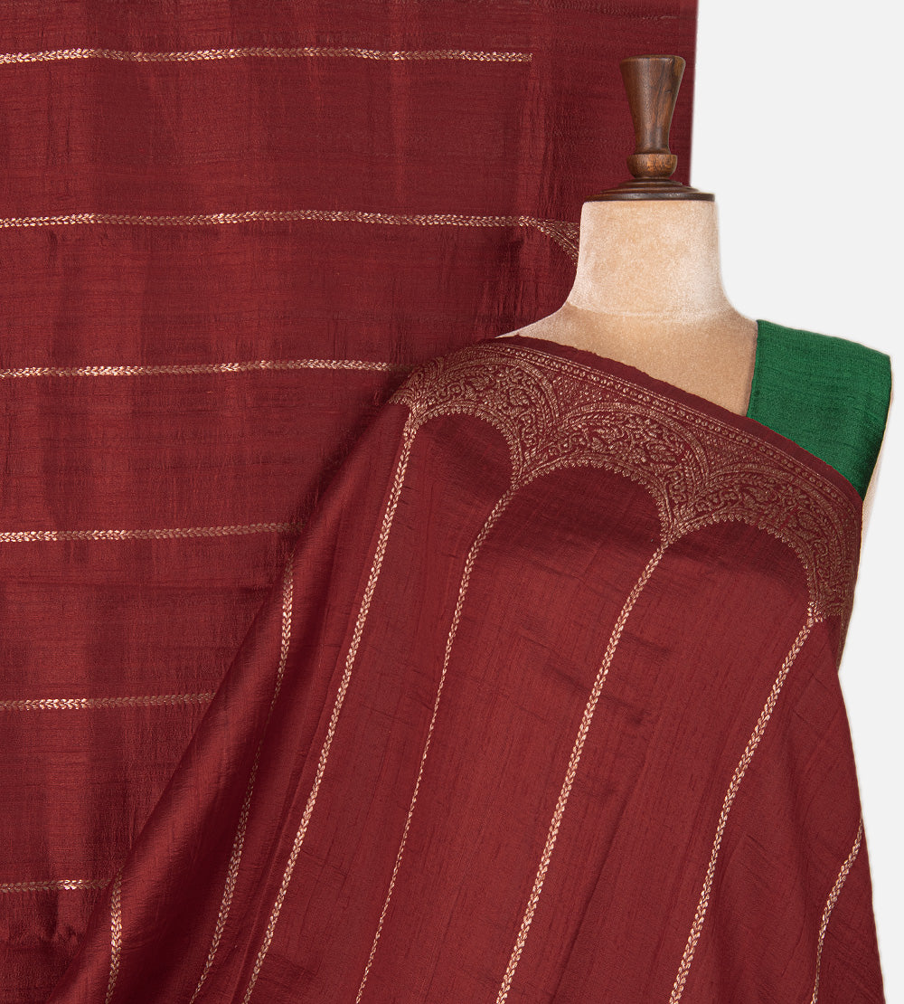 Maroon Banarasi Tussar Saree