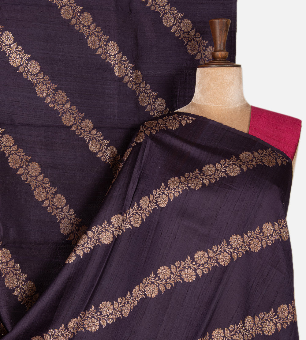 Purple Banarasi Tussar Saree