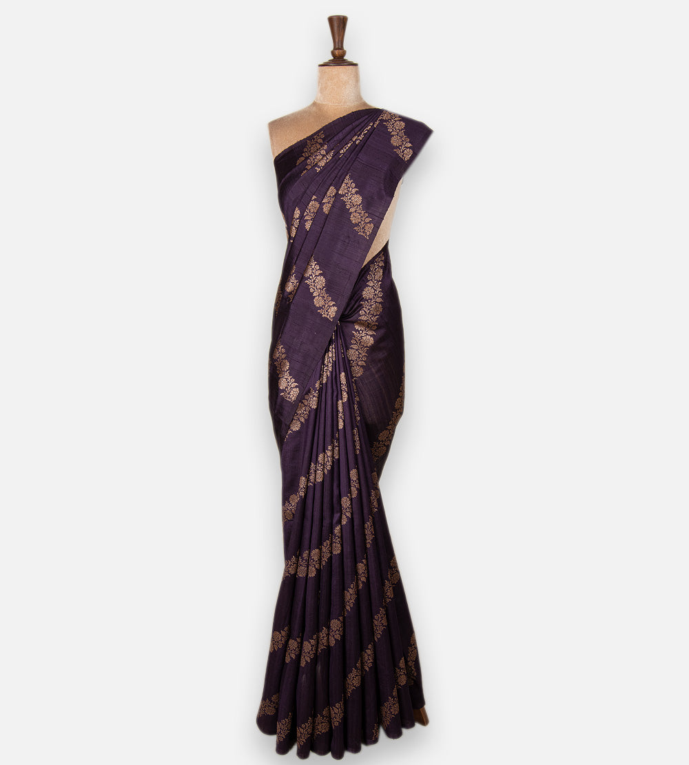 Purple Banarasi Tussar Saree