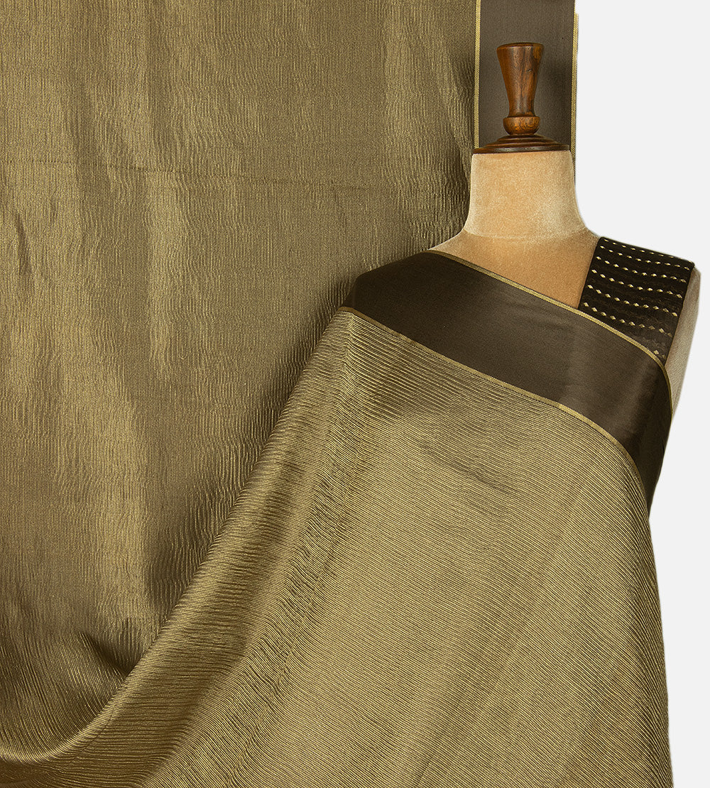 Olive Green Mysore Crepe Saree