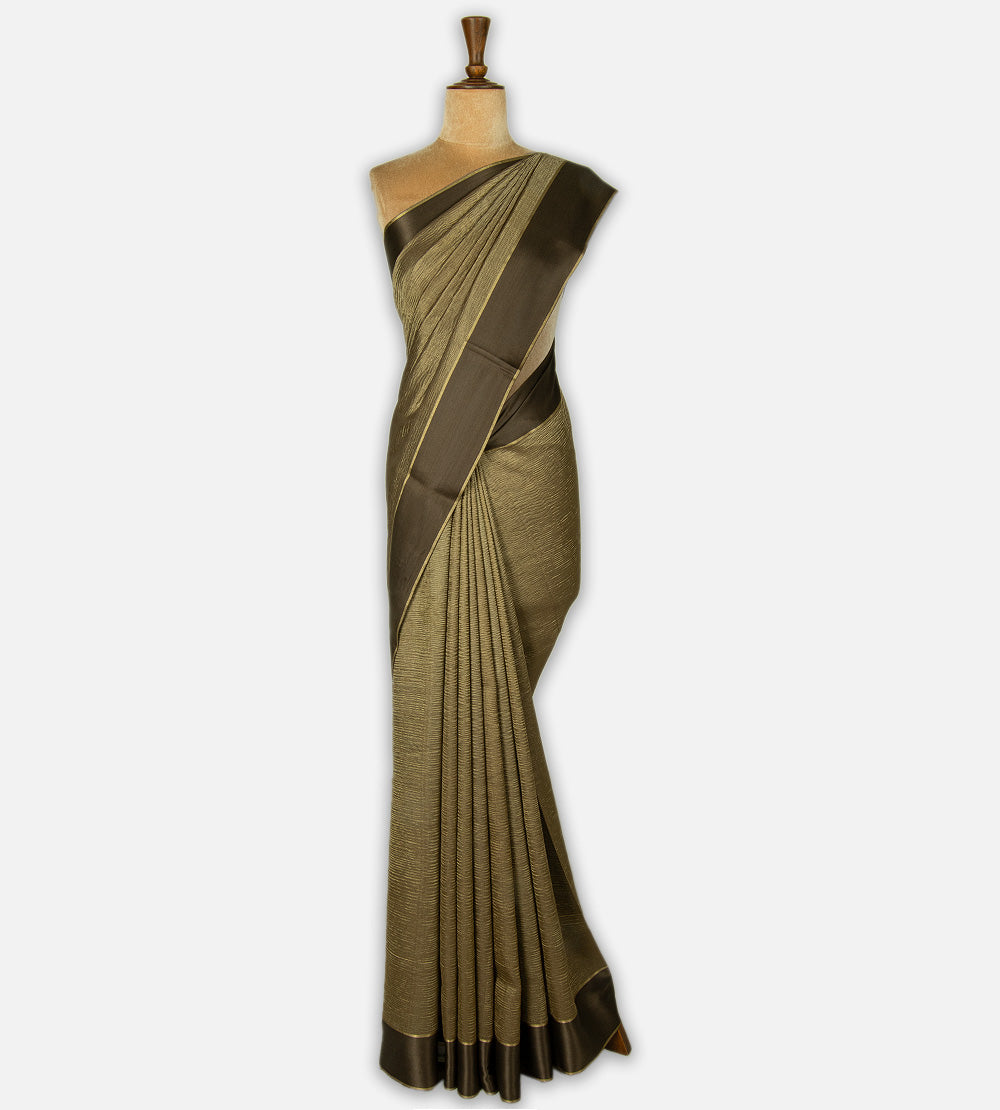 Olive Green Mysore Crepe Saree