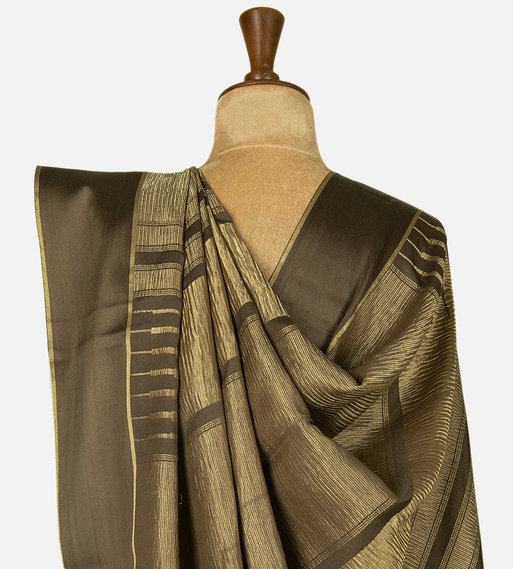 Olive Green Mysore Crepe Saree