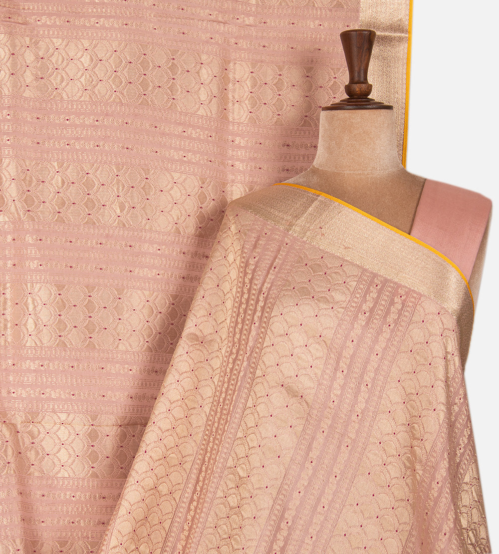 Pastel Pink Banarasi Crepe Saree