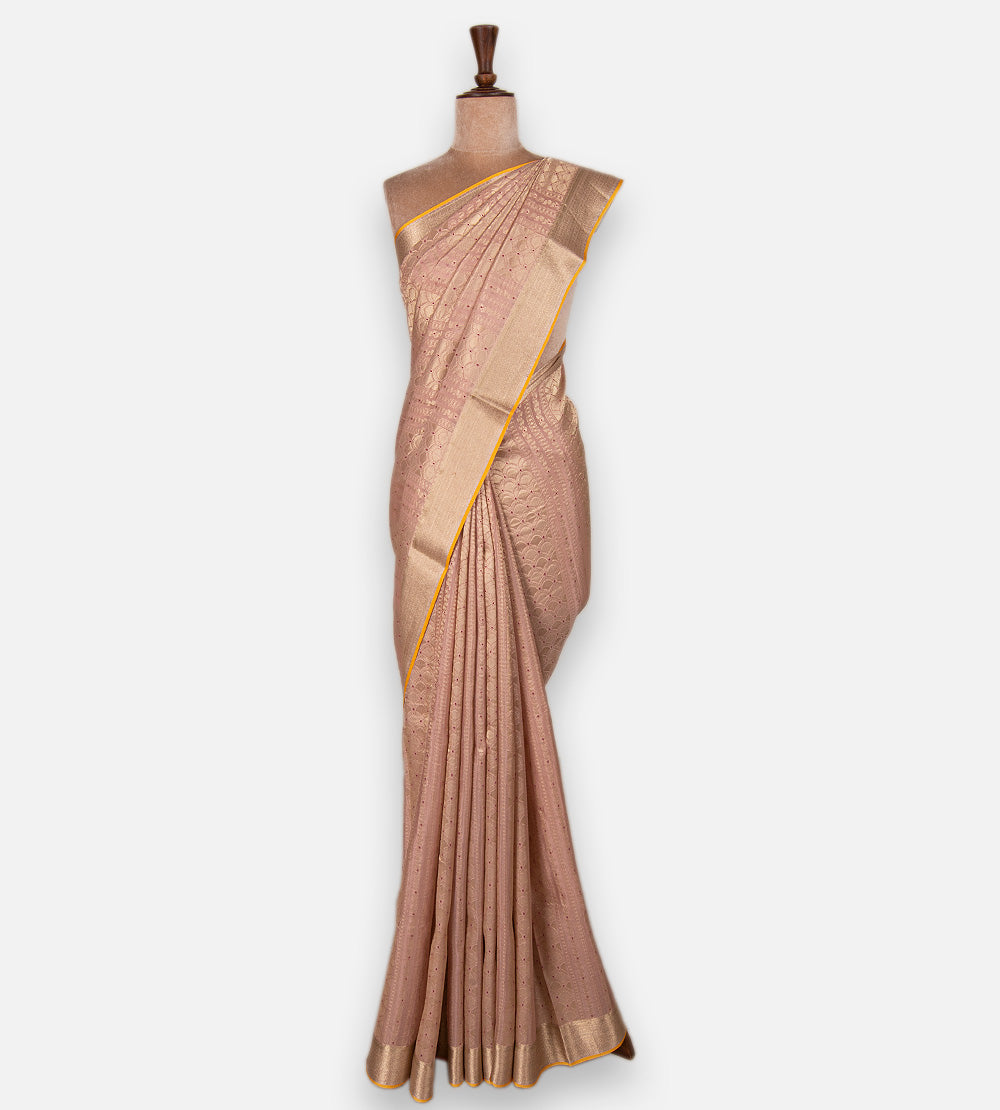 Pastel Pink Banarasi Crepe Saree