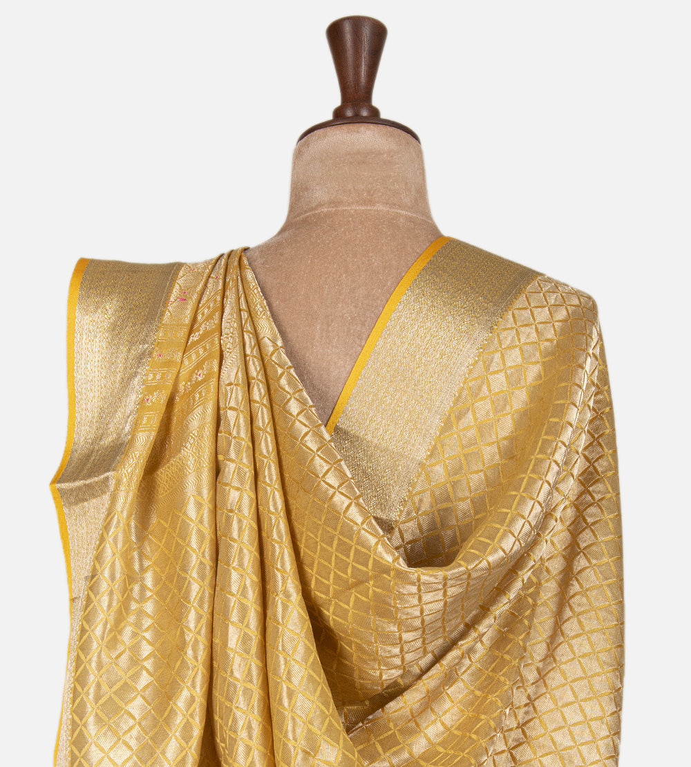 Yellow Banarasi Crepe Saree