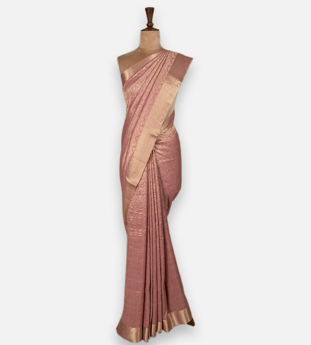 Pink Banarasi Crepe Saree