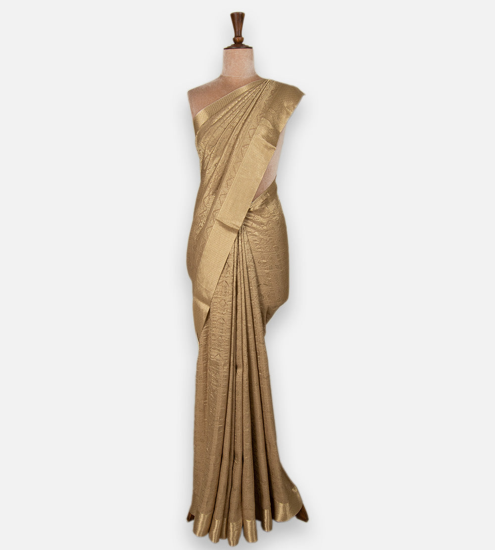 Beige Banarasi Crepe Saree