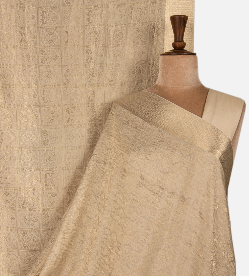 Deep Creme Banarasi Crepe Saree
