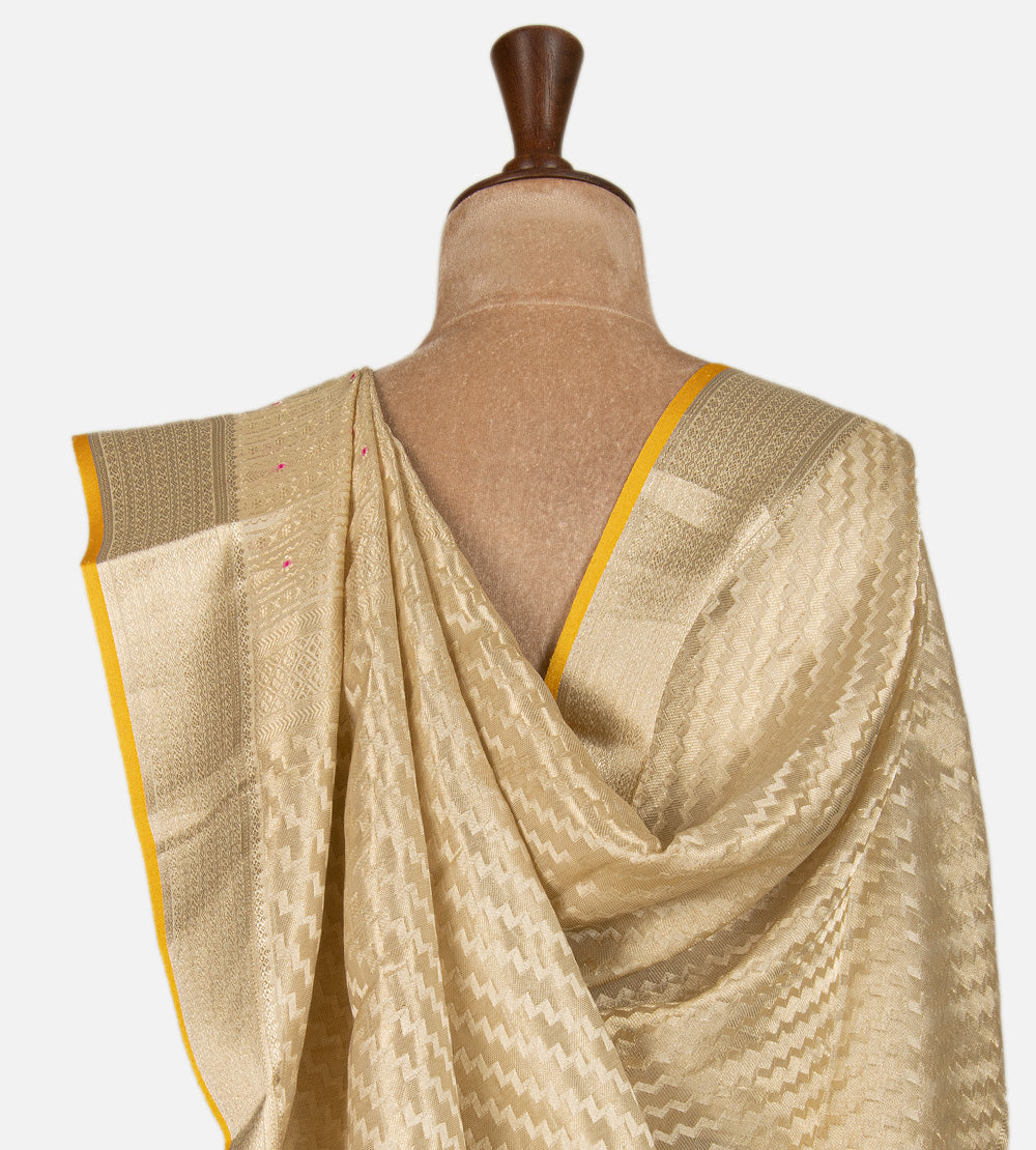 Deep Creme Banarasi Crepe Saree