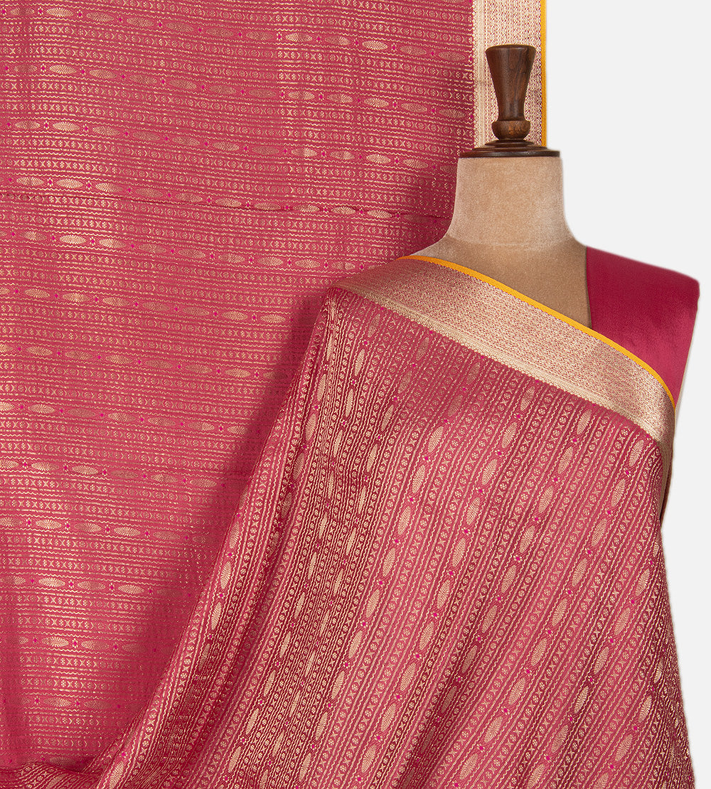 Pink Banarasi Crepe Saree