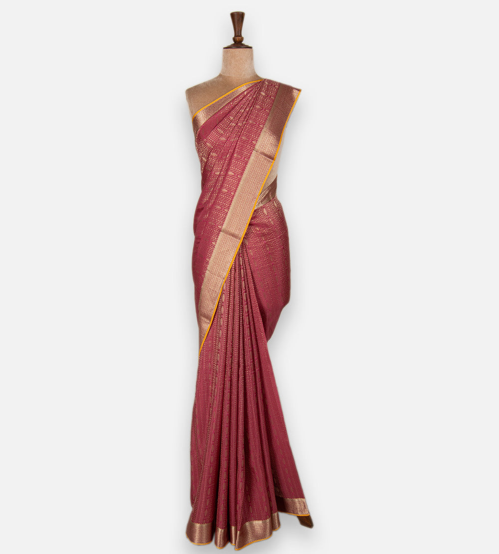 Pink Banarasi Crepe Saree