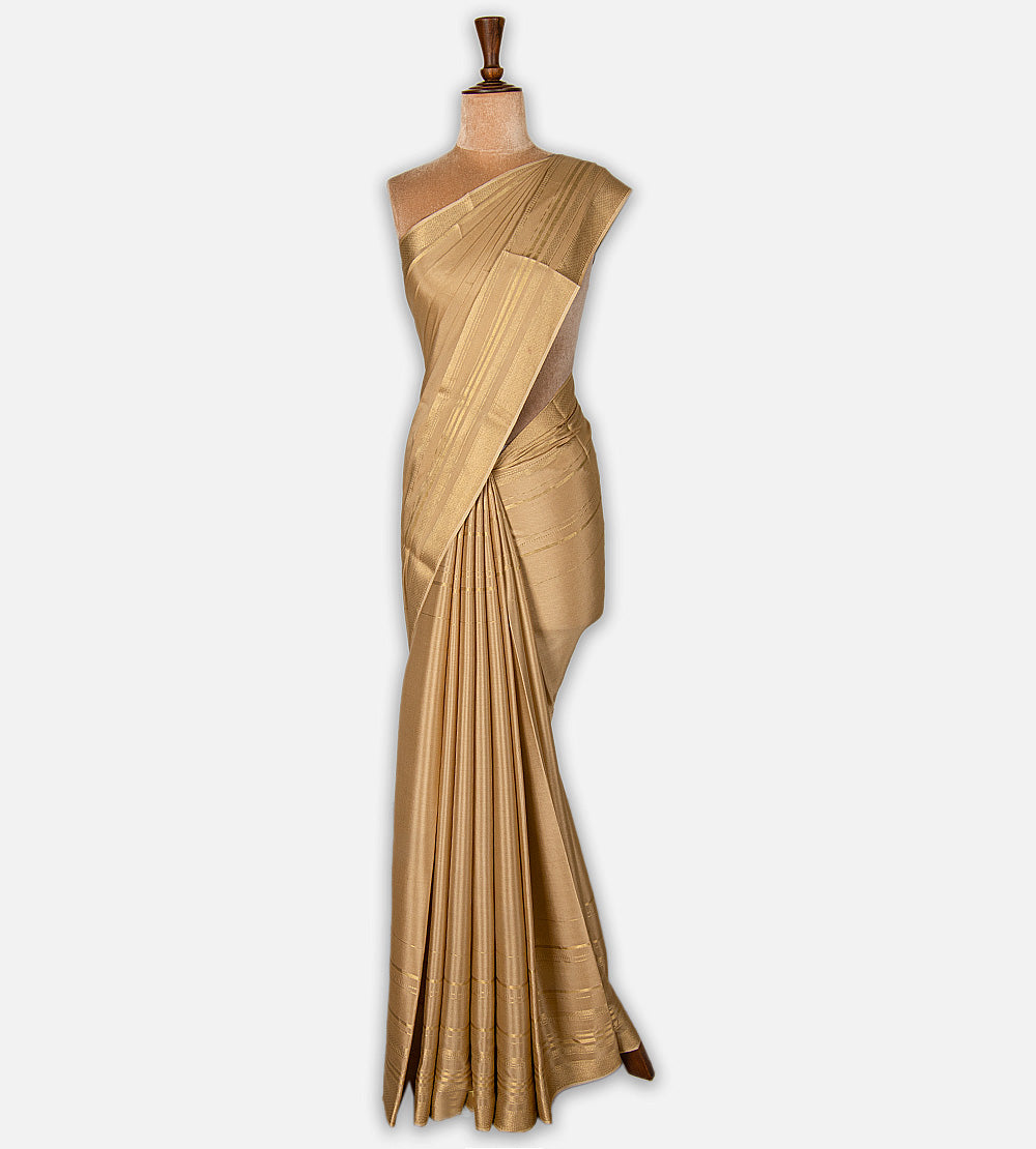 Beige Mysore Crepe Saree