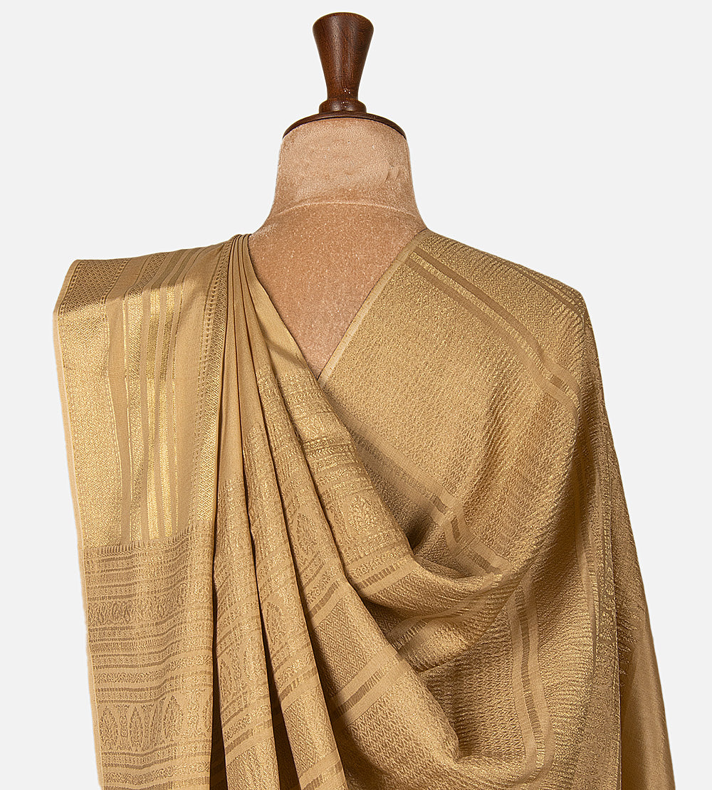 Beige Mysore Crepe Saree