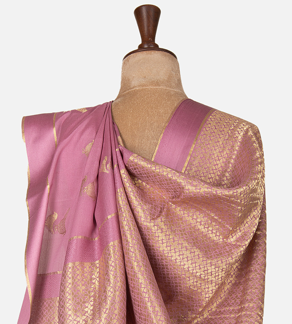 Light Pink Mysore Crepe Saree