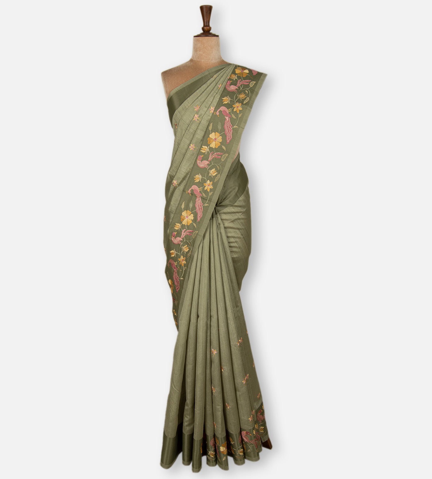 Green Semi Tussar Saree