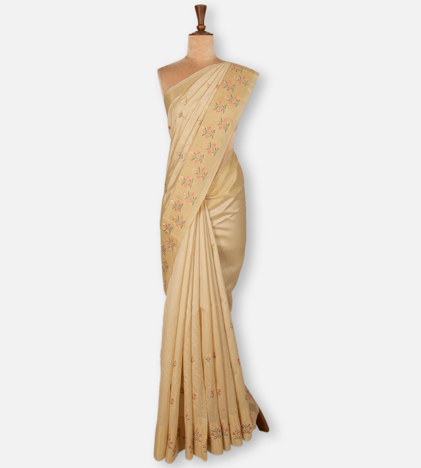 Beige Semi Tussar Saree