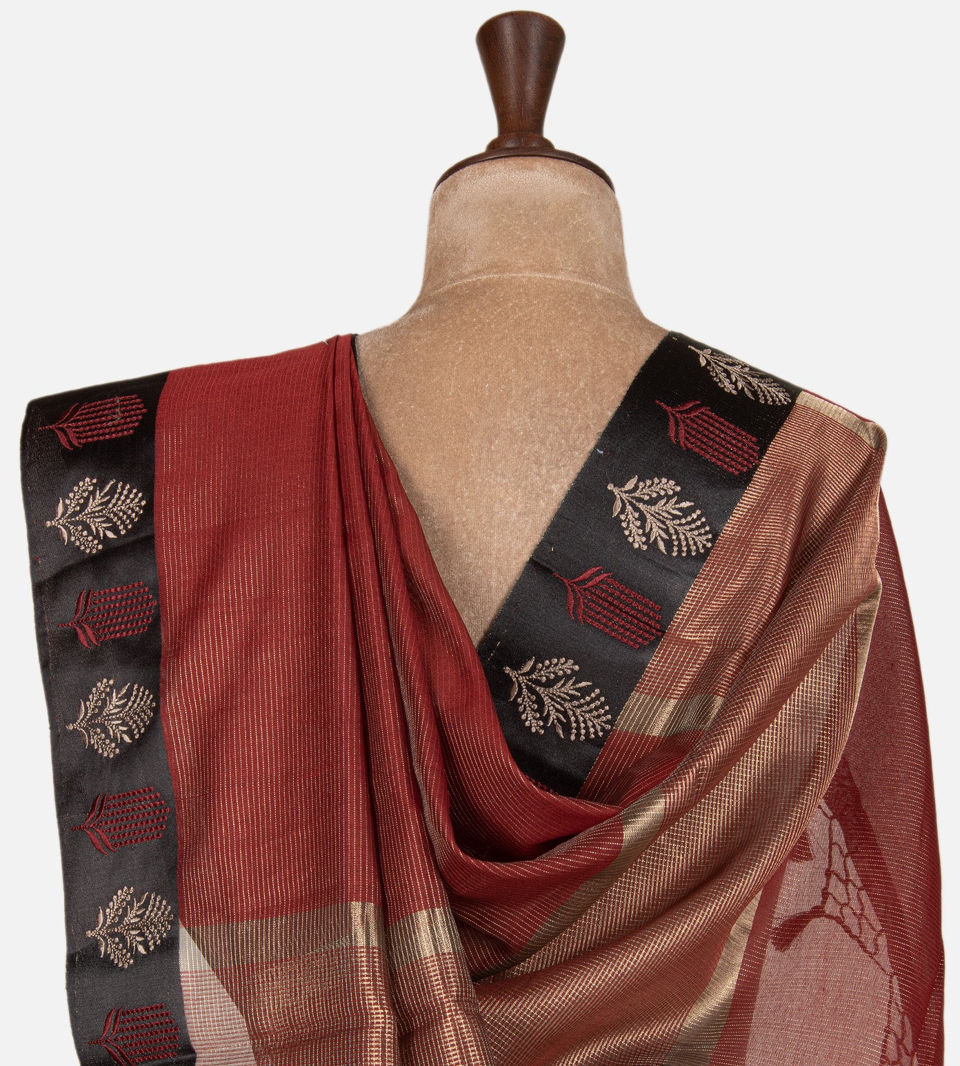 Maroon Semi Tussar Saree
